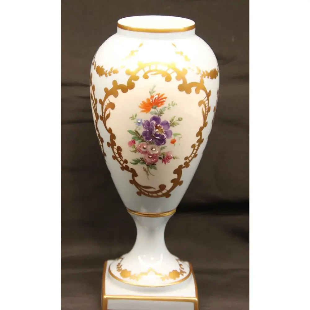 Antique Limoges France Porcelain Vase Light Blue Gold Gilt Hand Painted Urn